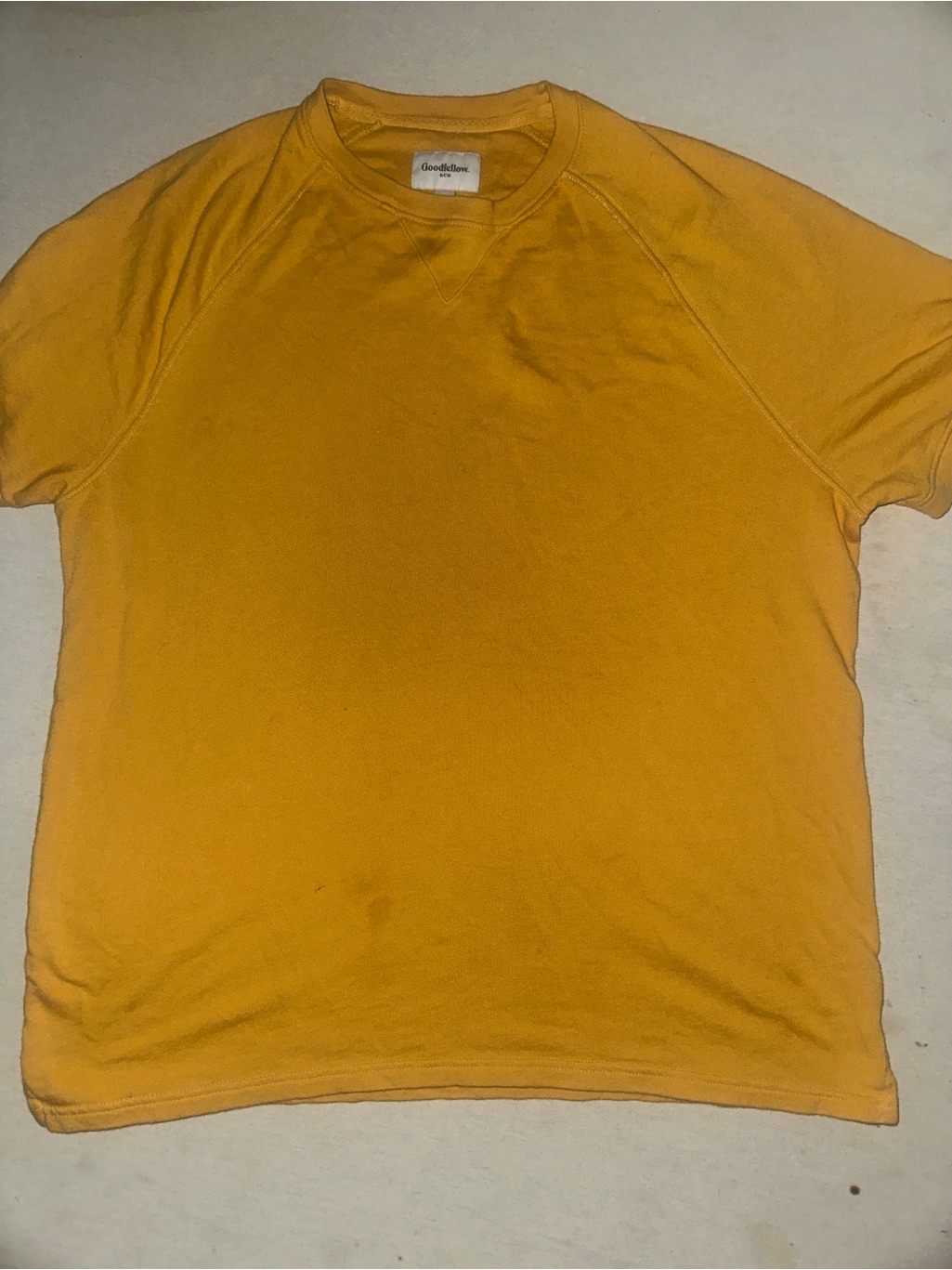 Mens Size L Goodfellow  Co Mustard ShortSleeve Crew Sweatshirt Tee